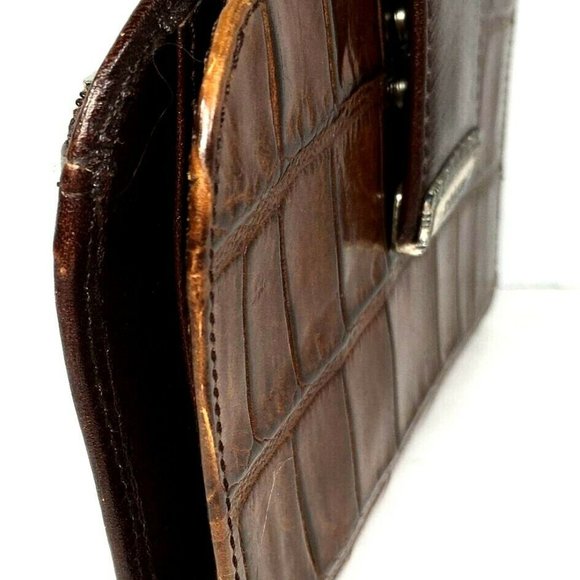 Fossil Vintage Brown Leather Reptile Print Wallet - Picture 6 of 12